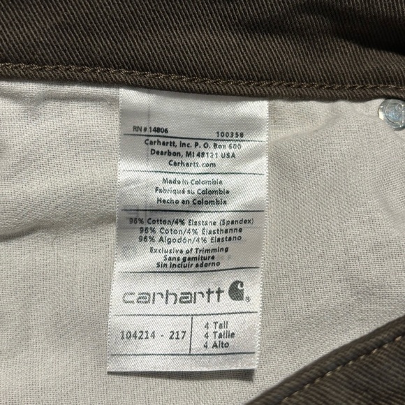 CARHARTT Sz 4T Rugged Flex Slim Fit Pants Jeans Style in Olive Green NEW W/ TAGS - Picture 10 of 11